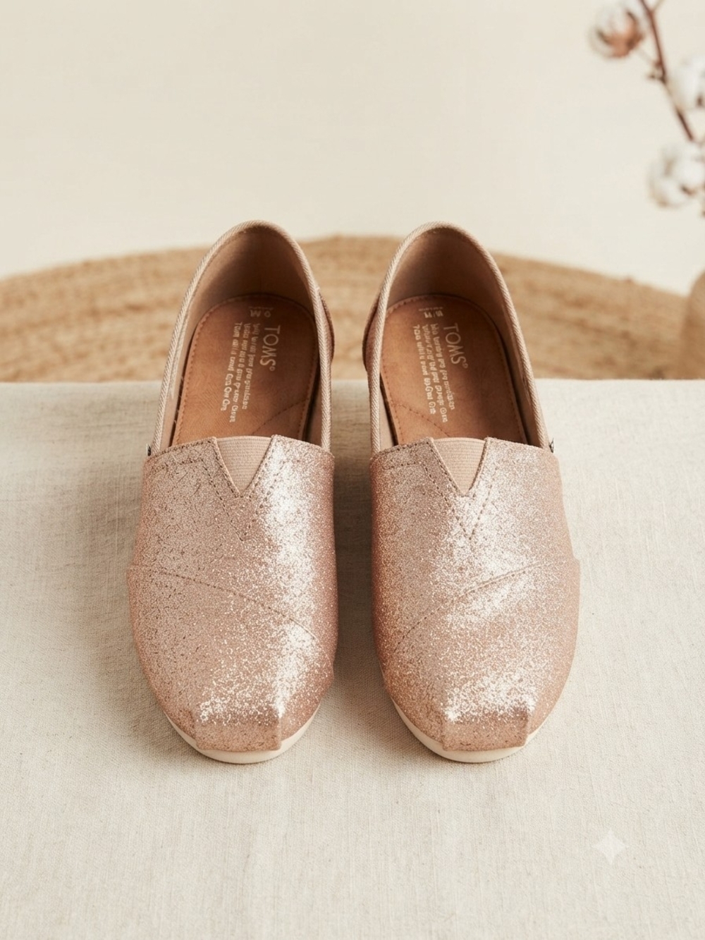TOMS Women's Glitter Slip-On Espadrilles - Gold